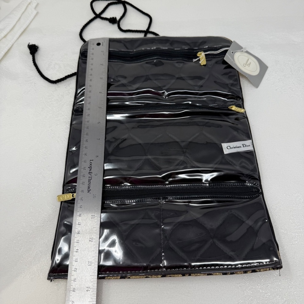 Vintage Christian Dior Houndstooth Travel Jewelry Organizer Roll Case CD gold - Picture 6 of 16